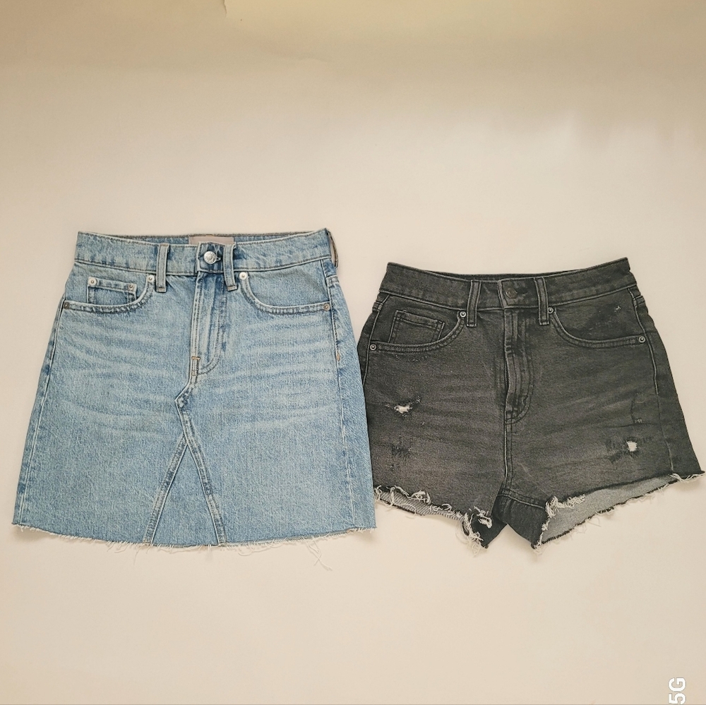 High-rise  jeans skirt & high-rise Black Denim Shorts Size 0 & 23